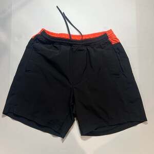 Birddogs Men's Black and Orange 2-in-1 Lined Athletic Gym Running Shorts Size L